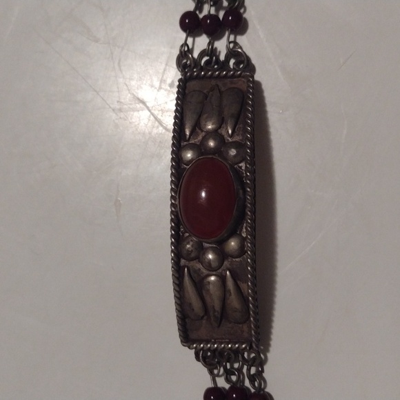 Antique Art Deco Turkish Snake Chain Heavy Silver Metal Necklace Bracelet Set - Picture 7 of 16